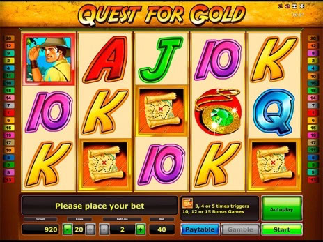 Онлайн автоматы Quest for Gold выпадение бесплатных игр