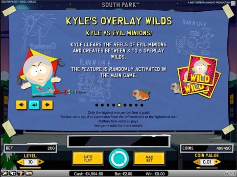 Онлайн автоматы South Park описание бонуса покрывающие дикие символы Кайла